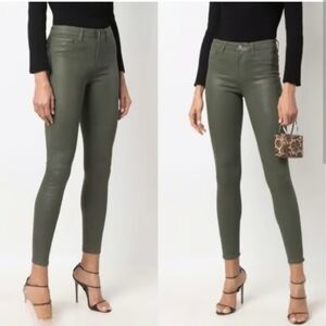 L'AGENCE Margot Forest Green Coated Skinny Pants